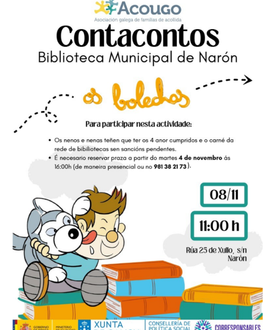 Os Bolechas y las familias acogedoras llegan a la biblioteca